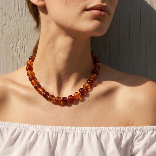SHERLOVE Chunky Statement Large Resin Beaded Choker Necklaces for Women | Big Lightweight Bead Beaded Necklace Trendy Fashion Boho Summer Beach Vacation Jewelry - color: Beaded Choker Amber