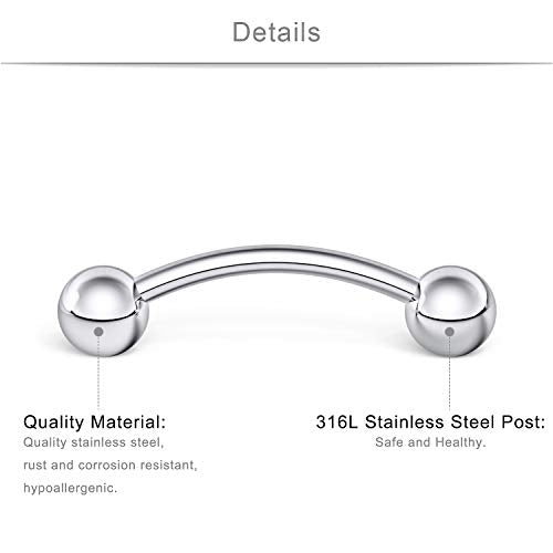 SCERRING 18-30PCS 20G Stainless Steel Eyebrow Tragus Helix Rook Daith Earrings Lip Ring Barbell with Balls Body Piercing Jewelry 6mm 8mm 10mm - color: 30PCS - Silver