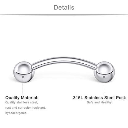 SCERRING 18-36PCS 16G Stainless Steel Eyebrow Tragus Helix Rook Daith Earrings Tongue Nipple Belly Lip Ring Barbell Body Piercing Jewelry 6-16mm - color: 36PCS - Mix Color