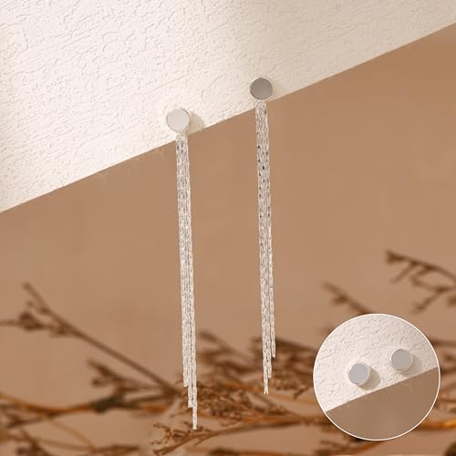 Gold Earrings for Women, 14K Gold Plated Tassel Dangle Earrings for Women Trendy Hypoallergenic Long Chain Earring Dainty Pearl Drop Earrings Elegant Wedding Earring Fashion Jewelry for Womens - color: 3tassel earrings-silver
