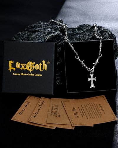 Stainless Steel Gothic Y2K Punk Rock Emo Biker Pendant Necklace | Cosplay Vintage Viking Alt Edgy Fashion Charm Necklace Jewelry for Men Women Active Daily Wear - style: Barbed Wire Large Cross