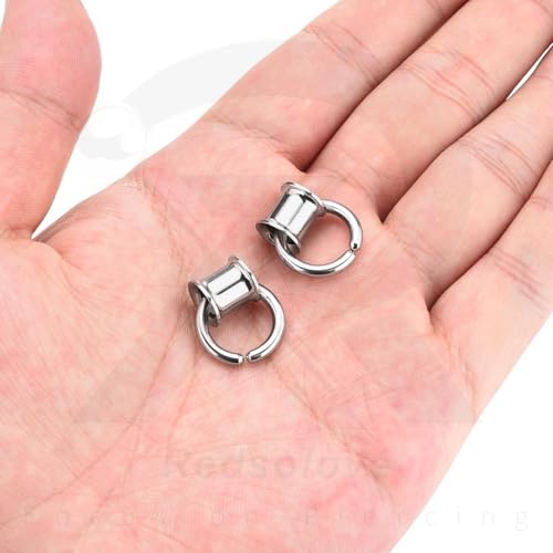 1 Pair Ear Guages with Rings 316L Stainless Steel Saddle Plugs for Ears Hypoallergenic Hoop Earrings Weights Stretchers Ears Tunnels Expander Piercing 0G 00G 1/2" 9/16" - color: Silver;5/8"(16mm)