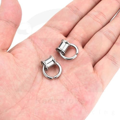 1 Pair Ear Guages with Rings 316L Stainless Steel Saddle Plugs for Ears Hypoallergenic Hoop Earrings Weights Stretchers Ears Tunnels Expander Piercing 0G 00G 1/2" 9/16" - color: Silver;5/8"(16mm)