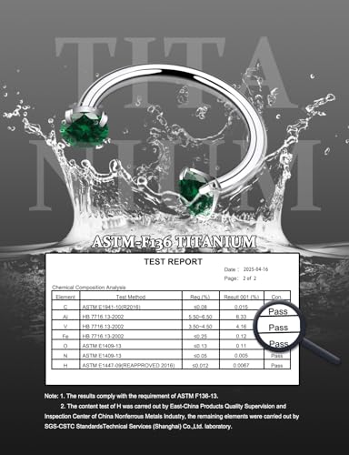 16G F136 Titanium Internal Thread Horseshoe Septum Nose Ring Piercing Jewelry Circular Barbell Helix Snug Tragus Rook Daith Cartilage Earring Lip Ring Piercing Jewelry for Women Men 8MM 10MM - style: 16G, 8MM Length, Green CZ