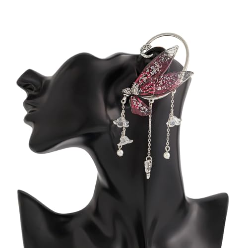Ear Cuffs for Women, Hook without Pierced Ear Bone Clip Climber Earrings, Butterfly Shaped Ear Clip Wrap Around Earring No Piercing Cuff Earrings for Women - color: Purple