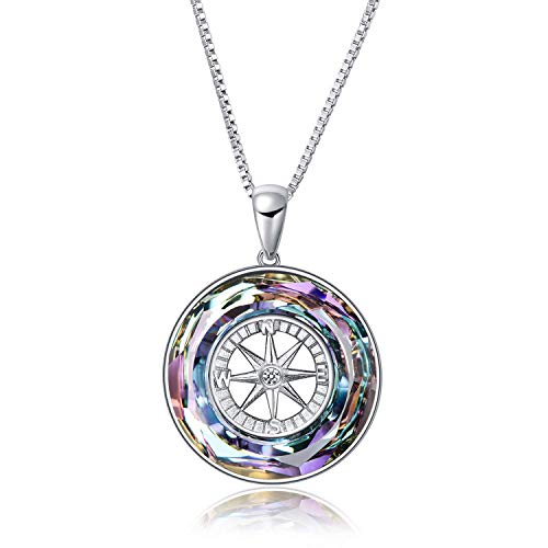 AOBOCO 2026 Graduation Gifts 925 Sterling Silver Compass Pendant Necklace High School College Graduation Jewelry Gifts for Women Daughter - style: A-Purple