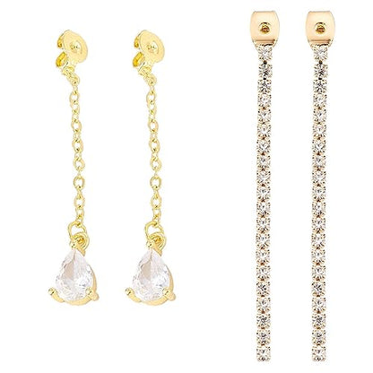 SUNNYCLUE 1 Box 8Pcs 2 Style Real 18K Gold Plated Earring Backs Ear Studs Rhinestone Tassel Earring Findings Long Chain Butterfly Ear Nuts for Jewelry Making Women Adult DIY Earrings Craft Accessories - color: 8pcs 2 Styles 18k Gold Plated Earring Backs T