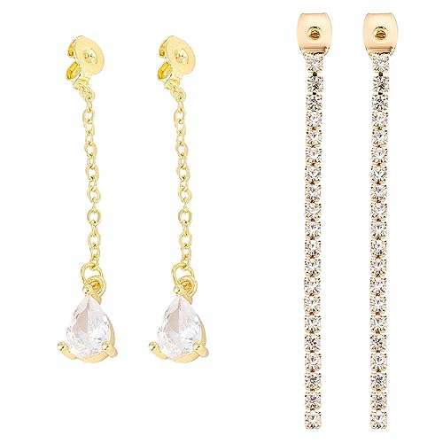 SUNNYCLUE 1 Box 8Pcs 2 Style Real 18K Gold Plated Earring Backs Ear Studs Rhinestone Tassel Earring Findings Long Chain Butterfly Ear Nuts for Jewelry Making Women Adult DIY Earrings Craft Accessories - color: 8pcs 2 Styles 18k Gold Plated Earring Backs T