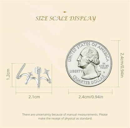 925 Sterling Silver Double Illusion Claw Trendy Stud Earrings for Women - color: White