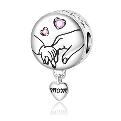 925 Sterling Silver Bead Charm for Pandora Bracelets and Necklaces,Pink Bow Cherry Butterfly Blue Ocean Pendant Bead Charms Jewelry Present Valentines Gifts for Wife/Girlfriend Women - style: Mother's Holding charm