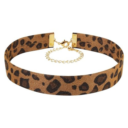 Velvet Choker Necklace for Women Goth Halloween Y2K Ribbon Collar Set - color: Leopard-0.6''-20pcs