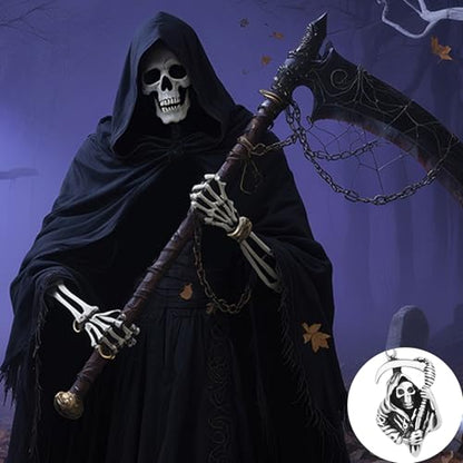 Stainless Steel Gothic Y2K Punk Rock Emo Biker Pendant Necklace | Cosplay Vintage Viking Alt Edgy Fashion Charm Necklace Jewelry for Men Women Active Daily Wear - style: Death Scythe Skull