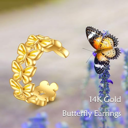 KECHO 14K Gold Ear Cuff Earrings Hypoallergenic Non Piercing Cartilage Earring Jewelry Gifts for Women - style: Bow