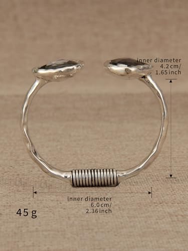 GelConnie Chunky Cuff Bangle Bracelet for Women, Statement Jewelry | Gold and Silver Tone Cuff Bangles with Resin, Crystal and Textured Accents for Party, Vacation and Dressy Looks - style: Bangle 05-Silver