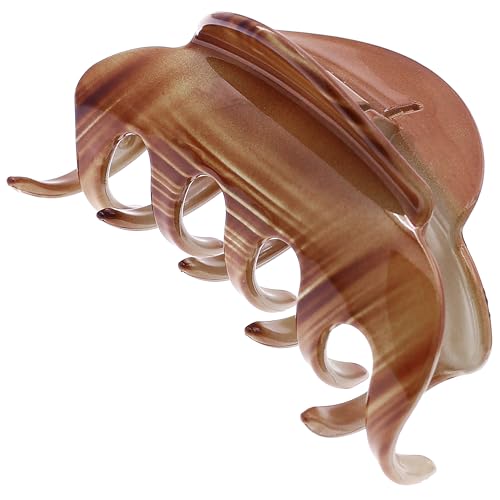 Camila Paris CP3216 French Hair Clips for Women, 3.5" Large Claw Clip Strong Hold All Day, Girl Large Claw Clips for Thick Hair, No Damage No Slip Flat Clip for Women. Made in France - color: Brown