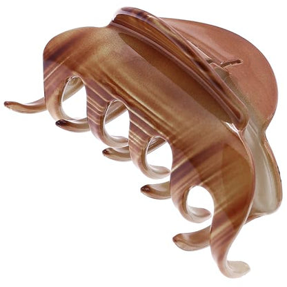 Camila Paris CP3216 French Hair Clips for Women, 3.5" Large Claw Clip Strong Hold All Day, Girl Large Claw Clips for Thick Hair, No Damage No Slip Flat Clip for Women. Made in France - color: Brown
