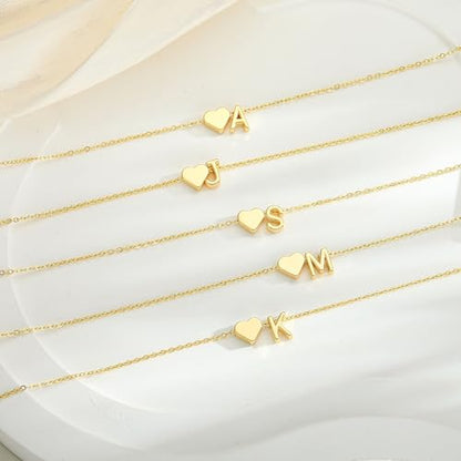 Turandoss Heart Initial Necklace A-Z Letter Teen Girl Gifts Trendy Stuff | Heart Initial Necklaces, 14K Gold Plated, A-Z Letter Pendant Necklace, Birthday Gifts for Women Teen Girls Trendy Jewelry - color: Gold, style: T