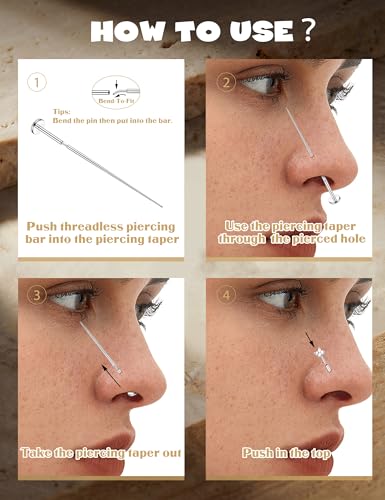YADOCA Threadless Flat Back Earrings Gold Nose Studs Surgical Steel | Push-in flat back design for cartilage tragus helix conch and medusa piercings, gold plated stainless steel studs - color: Gold Round, size: 20G(0.8MM)