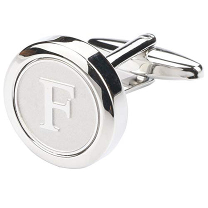 Mens Classic Stainless Steel Initial Cufflinks 26 Alphabet Initial Letter Cufflinks Business Wedding Shirts A-Z - style: F