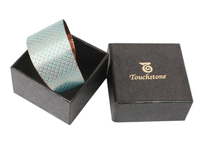 Touchstone Indian Bollywood Desire Brass Base Exotic Workmanship Free Size Cuff Bracelet in Antique Gold Or White Or Copper Tone for Women. - style: D260 Turquoise Blue