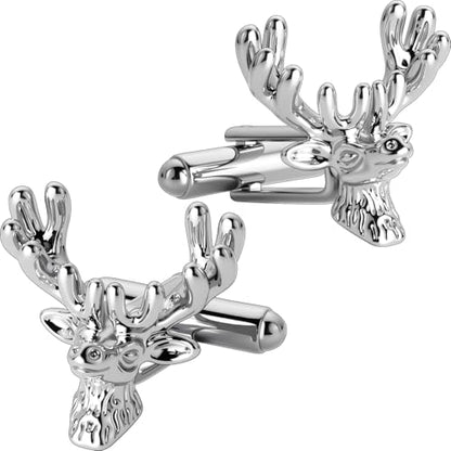 HAWSON Various Unique Cuff Links Mens, Animal/Tactical/Music/Holiday/Cufflinks, Themed Wedding Dinner Party Gift Suit Accessories - style: Deer Head