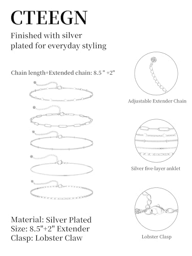 14K Gold/Silver Plated Anklets for Women Layered Anklet Set | Non Tarnish Waterproof Brass Ankle Bracelet, Adjustable Lightweight Dainty Hypoallergenic Chain, Beach Vacation Summer Gift - style: Style3