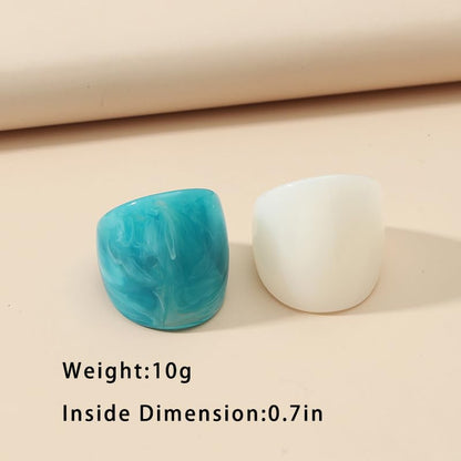Resin Chunky Rings for Women Multicolor Acrylic Plastic Rings Set Cute Trendy Aesthetic Y2k Statement Rings Thick Dome Heart Knuckle Finger Jewelry - color: White+Blue