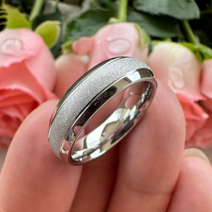 TUTISS 6mm 8mm Black/Gold/Rose Gold/White Tungsten Rings for Men Women Fashion Engagement Wedding Bands Sandblasted Finish I Love You Engraved Comfort Fit - color: 6mm White Tungsten