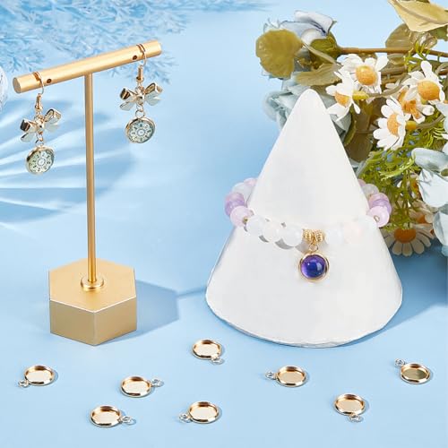 Beebeecraft 1 Box 40Pcs 10mm Cabochon Settings Charms 24K Gold Plated Stainless Steel Plain Edge Bezel Cups Flat Round Back Charm for DIY Jewellery Making Findings - color: Gold, size: 10mm 40pcs