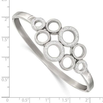 Chisel Crystal Pavé Hinged Bangle in Stainless Steel, 6.5 inch