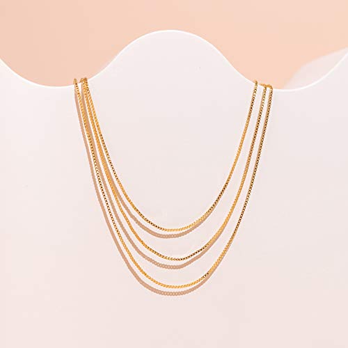 PAVOI 14K Gold Plated Dainty Layering Necklaces for Women | Snake Chain, Curb Link, Paperclip Layered Chains | Trendy Layering Necklace - style: Box
