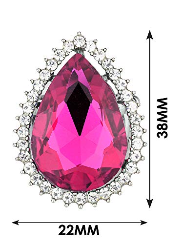 NYFASHION101 Radiant Teardrop Stone Adjustable Cocktail Statement Ring - color: Clear Encircled Teardrop, Fuchsia