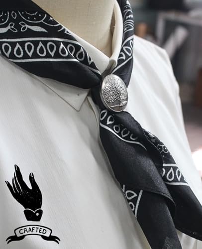 PEARLY JUN 4Pcs Western Bandana Scarf Ring Neckerchief Slide Buckle for Men Women Silk Scarves Cowboy Accessories - color: Silver a