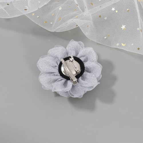 Rose Flower Brooches and Clips for Women | Light Gray Brooches with Hair Clip | Lapel and Hat Pins, 3.1 Inches - color: Light Gray