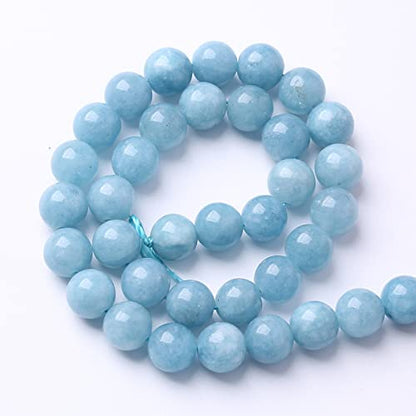 8MM 46PCS Blue Aquamarine Jade Loose Beads for Jewelry Making DIY Bracelet - color: Aquamarine Jade, size: 8mm