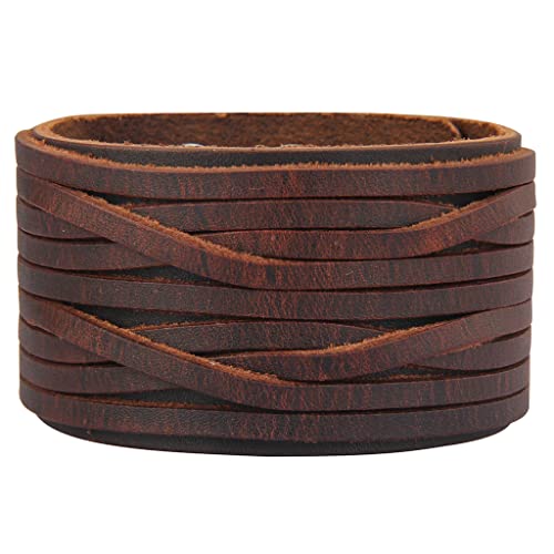 GelConnie Leather Cuff Bracelet for Men Women Wide Leather Wristband Thick Viking Mens Leather Bracelets Gothic Wrist Band Vintage Rock Wristband - style: Brown Leather Cuffs