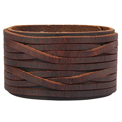 GelConnie Leather Cuff Bracelet for Men Women Wide Leather Wristband Thick Viking Mens Leather Bracelets Gothic Wrist Band Vintage Rock Wristband - style: Brown Leather Cuffs