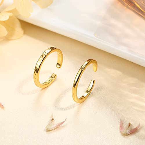 IRONBOX 14K Gold Filled Toe Rings for Women Simple Open Band Toe Ring Adjustable Toe Rings - color: Gold C