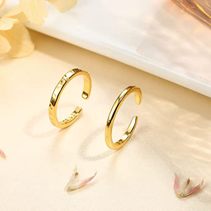 IRONBOX 14K Gold Filled Toe Rings for Women Simple Open Band Toe Ring Adjustable Toe Rings - color: Gold C