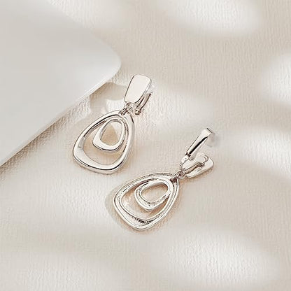 MUYAN Gold Clip On Drop Earrings for Women Non Piercing Dangle Earrings Fashion Jewelry - color: B Clip Silver