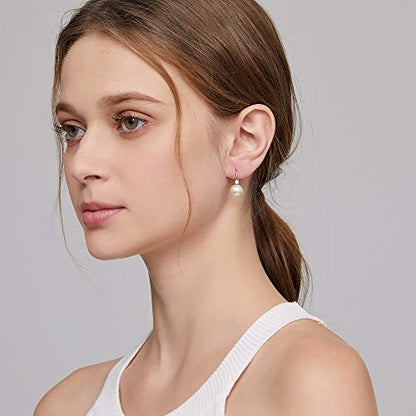 Pearl Earrings for Women Pearl Leverback Earrings 925 Sterling Silver - color: A1-zirconia-swarovski pearl