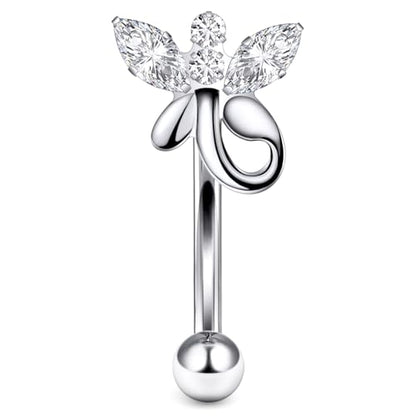 16G Astm F136 Titanium Eyebrow Piercing Jewelry Curved Barbell Eyebrow Ring Vertical Labret Lip Jewelry Daith Rook Earrings Navel Small Belly Button Ring Piercing Jewelry for Women Men CZ - style: 16G, 6MM Length-B