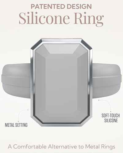 Rinfit Emerald Silicone Ring with Stainless Steel Frame - color: Pack R - Gray / Metal Silver