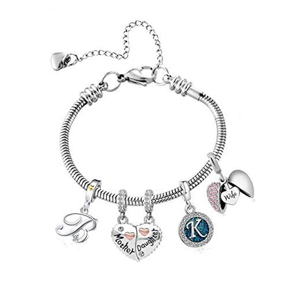 KunBead Heart Lobster Clasp Snake Chain Charm Adjustable Bracelets Compatible with Pandora Charms for Jewelry Making