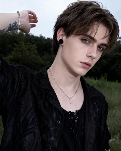 Stainless Steel Gothic Y2K Punk Rock Emo Biker Pendant Necklace | Cosplay Vintage Viking Alt Edgy Fashion Charm Necklace Jewelry for Men Women Active Daily Wear - style: Small Barbed Wire Cross Necklace Bracelet