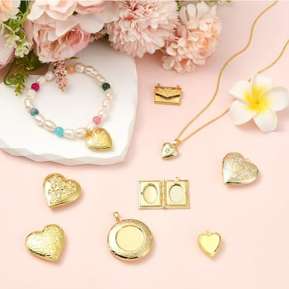 Photo Locket Charms for Jewelry Making Frame Charms Memorial Bracelet Necklace Earring Keychain - color: Gold