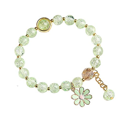 5 Pcs Colorful Flower Charm Bracelets Set Handmade Crystal Beaded Daisy Bracelets for Women Jewelry - color: C
