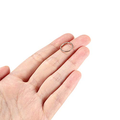 FUNLMO 18G 16G Septum Jewelry Triple Stacked Septum Nose Ring Surgical Steel Daith Conch Helix Cartilage Lobe Piercing Jewelry - color: Style15: Rose gold-Pyramid Cuts Design