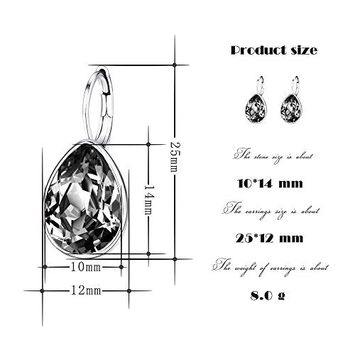 Xuping Jewelry Huggies Crystal Teardrop Earrings for Women Clear Crystals Leverback Silver Earring Fashion Party Jewelry Gifts - color: Black
