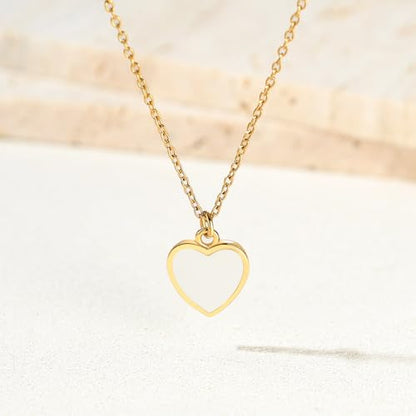 18K Gold Plated, Pt Plated Chain Necklace with Knot, Butterfly, Heart Pendant for Women, Delicate Minimalist Jewelry, 18-20 Inches - color: 10mm White Heart